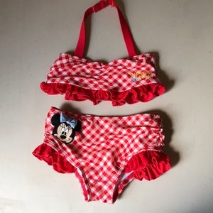Red and white plaid Minnie Mouse bikini swimsuit